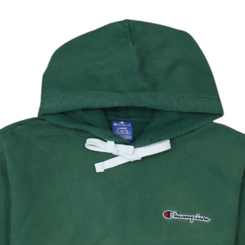Champion Women's Green Large Pullover Hoodie 100% Cotton Logo Sweatshirt