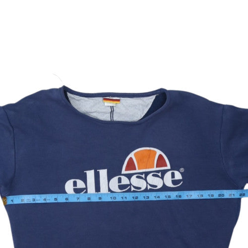 Ellesse Women Navy Blue Crew Neck Logo Sweatshirt Size S