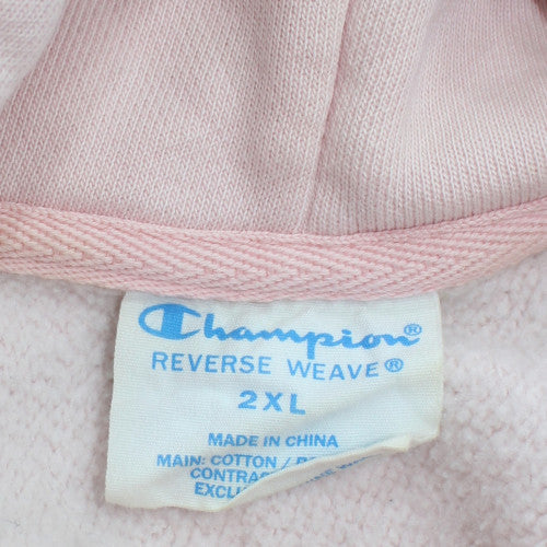Champion Womens Pink Pullover Hoodie 2XL Reverse Weave Cotton Blend
