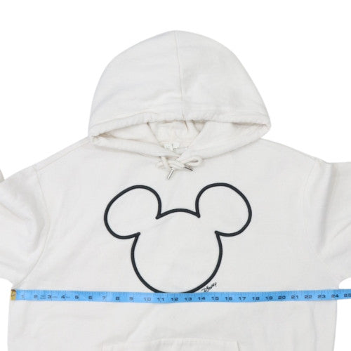 H&M Women’s White Disney Mickey Hoodie L 80% Cotton Pullover Hooded Sweatshirt