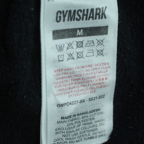 Gymshark Men's Black Pullover Hoodie M Regular Fit Fleece Logo