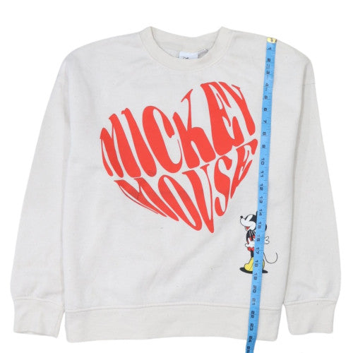 Disney Womens White Mickey Mouse Pullover Sweatshirt Size M 12/14