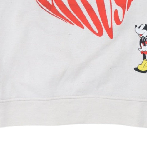 Disney Womens White Mickey Mouse Pullover Sweatshirt Size M 12/14