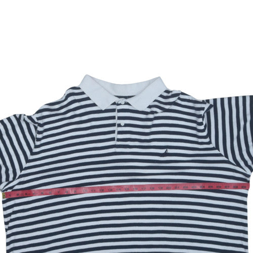 Nautica Men's Blue White Striped 3XLT Cotton Polo Shirt