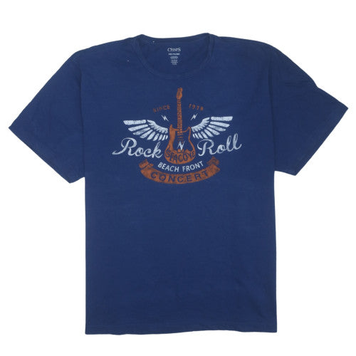 Chaps Men's Blue Rock & Roll Graphic T-Shirt XXL Cotton Crew Neck