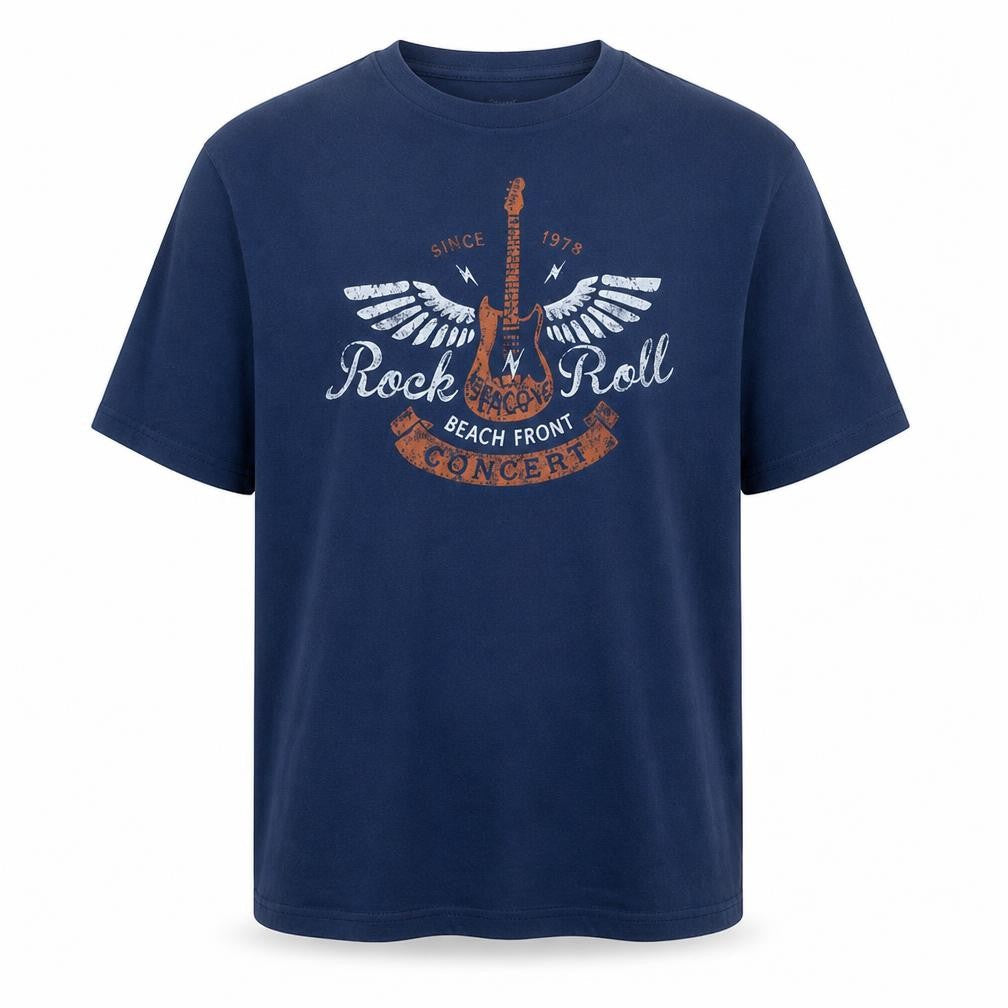 Chaps Men's Blue Rock & Roll Graphic T-Shirt XXL Cotton Crew Neck