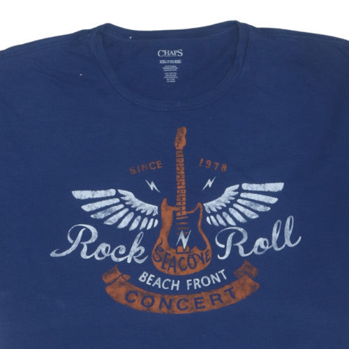 Chaps Men's Blue Rock & Roll Graphic T-Shirt XXL Cotton Crew Neck