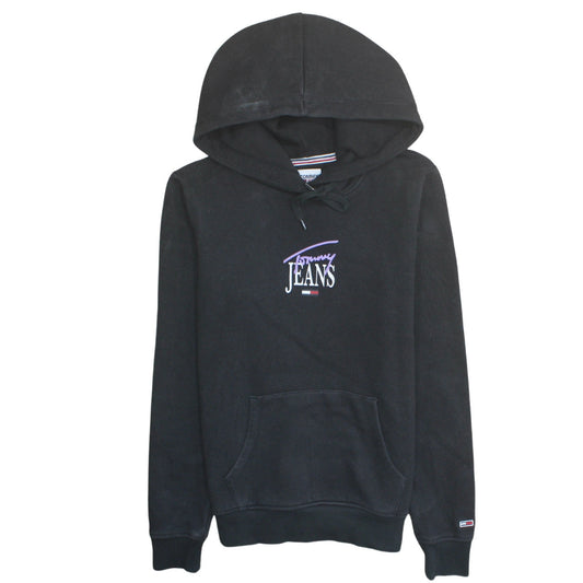 Tommy Jeans Men's Black Pullover Hoodie XS Logo Fleece Sweatshirt