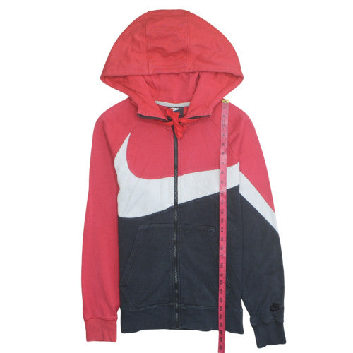 Nike Boys Red & Navy Full Zip Hoodie Small Cotton Blend Sportswear