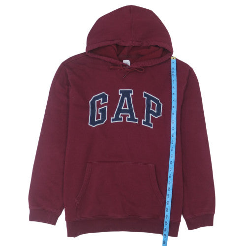 GAP Mens Burgundy Pullover Hoodie XL Cotton Blend Logo Sweatshirt