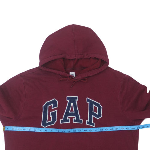 GAP Mens Burgundy Pullover Hoodie XL Cotton Blend Logo Sweatshirt
