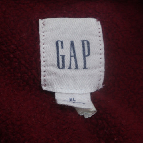 GAP Mens Burgundy Pullover Hoodie XL Cotton Blend Logo Sweatshirt