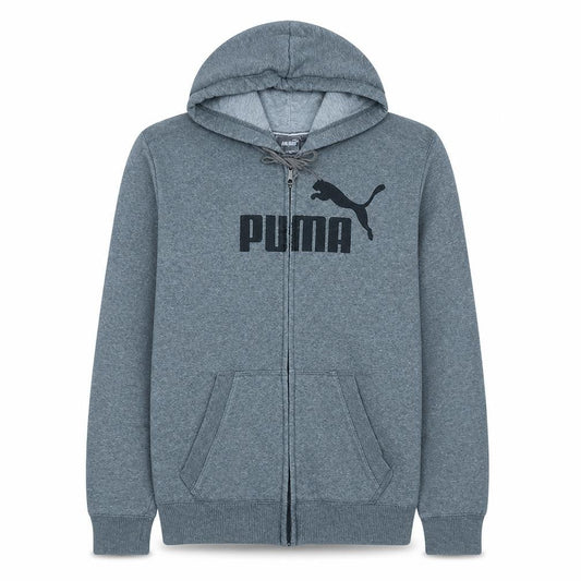 Puma Men's Grey Full Zip Hoodie M Graphic Logo Sportswear