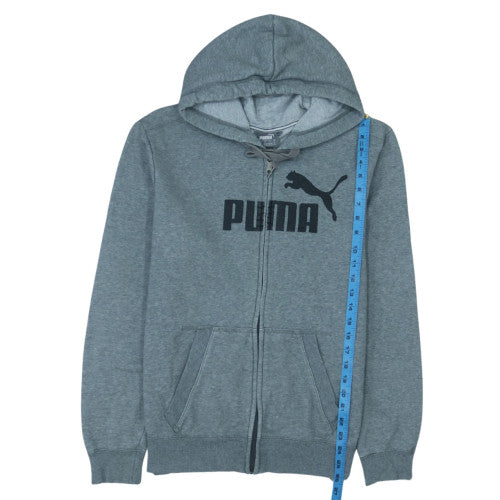 Puma Men's Grey Full Zip Hoodie M Graphic Logo Sportswear