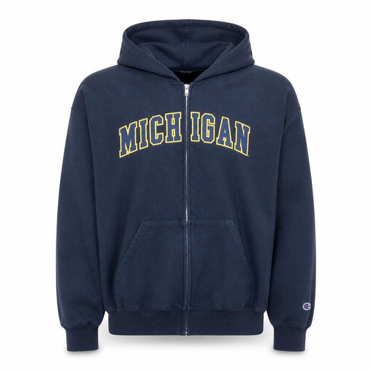 Champion Men's Navy Michigan Full Zip Hoodie XL Fleece