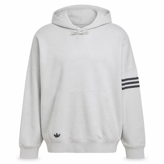 Adidas Men's White XL Pullover Hoodie with Logo and 3 Stripes