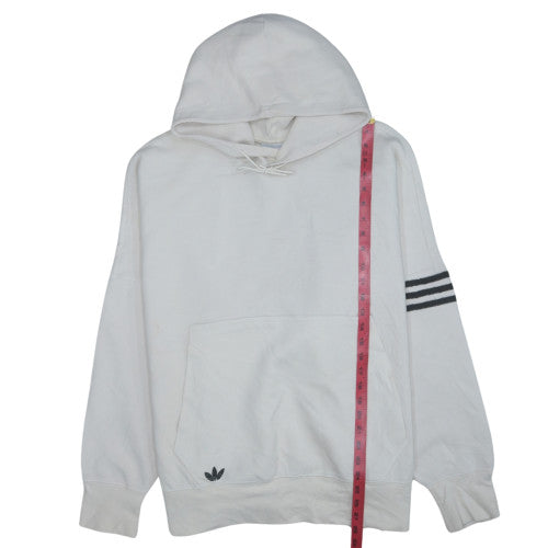 Adidas Men's White XL Pullover Hoodie with Logo and 3 Stripes