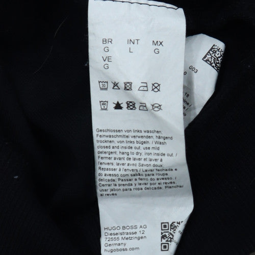 Hugo Boss Men's Black Full Zip Hoodie L Regular Fit Cotton Blend