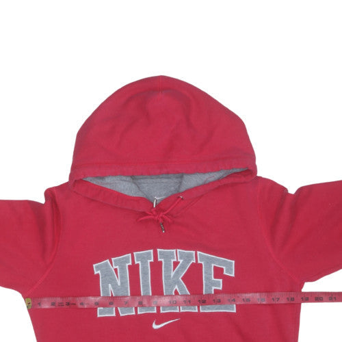 Nike Womens Red Pullover Hoodie Small Cotton Blend Logo Style