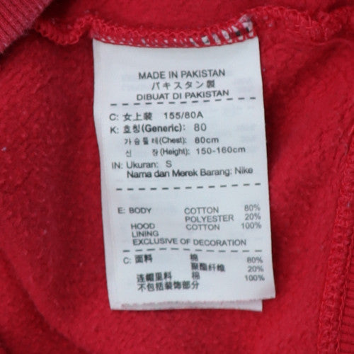 Nike Womens Red Pullover Hoodie Small Cotton Blend Logo Style