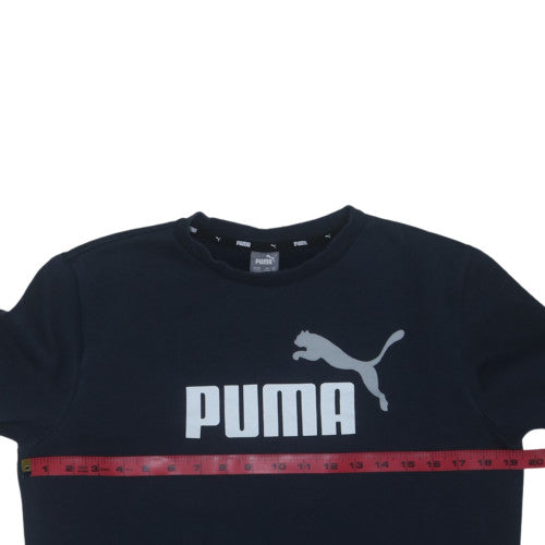 Puma Boys Navy Blue Sweatshirt 15-16 Years Crew Neck Logo Graphic