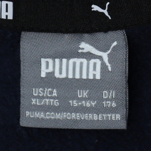 Puma Boys Navy Blue Sweatshirt 15-16 Years Crew Neck Logo Graphic