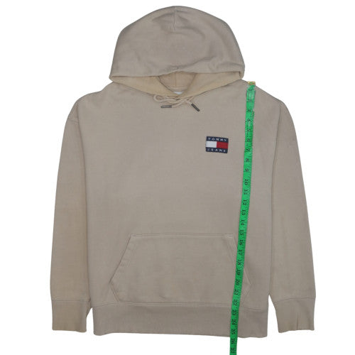 Tommy Jeans Men's Beige Pullover Hoodie M Logo Fleece Sweatshirt