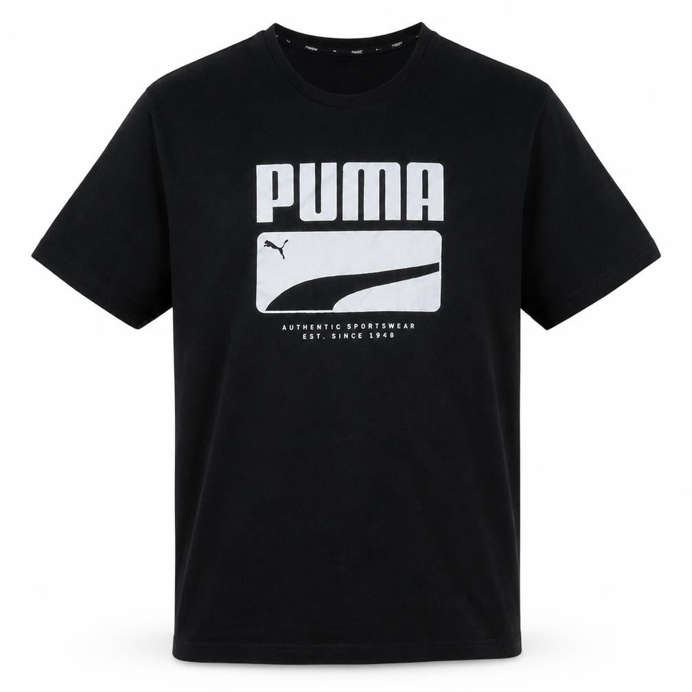Puma Men's Black Crew Neck Short Sleeve Graphic Print T-Shirt XL