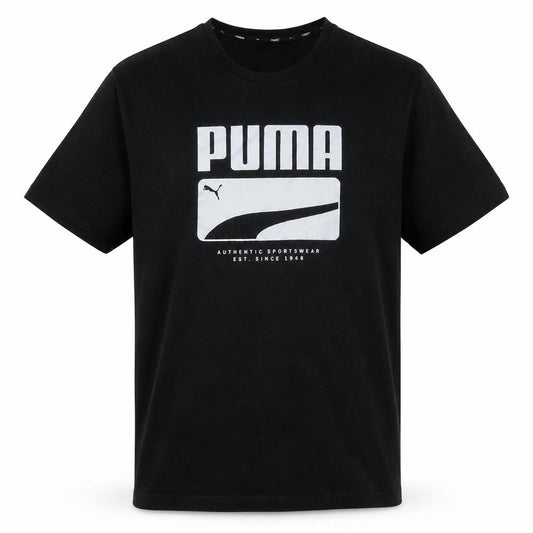 Puma Men's Black Crew Neck Short Sleeve Graphic Print T-Shirt XL