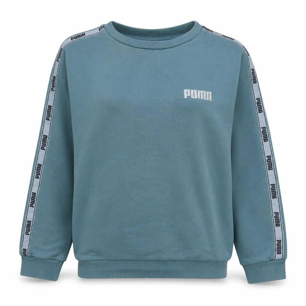 Puma Womens Blue Crew Neck Pullover Sweatshirt M Casual Logo Lined