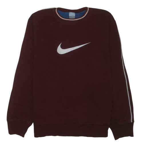 Nike Men’s Brown L Pullover Fleece Sweatshirt Crew Neck Logo Sports Top