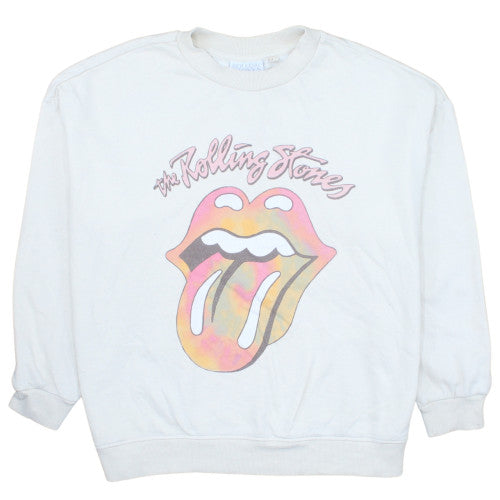 Rolling Stones Womens White Size 12 Pullover Sweatshirt Crew Neck Graphic