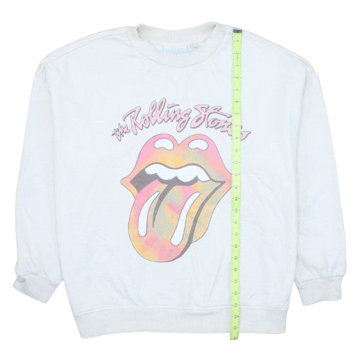Rolling Stones Womens White Size 12 Pullover Sweatshirt Crew Neck Graphic