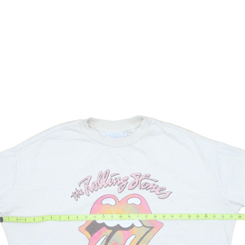 Rolling Stones Womens White Size 12 Pullover Sweatshirt Crew Neck Graphic