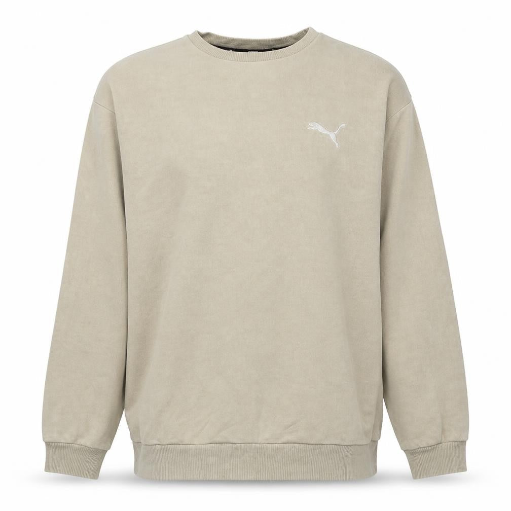 Puma Men Beige Fleece Pullover Sweatshirt M Regular Fit