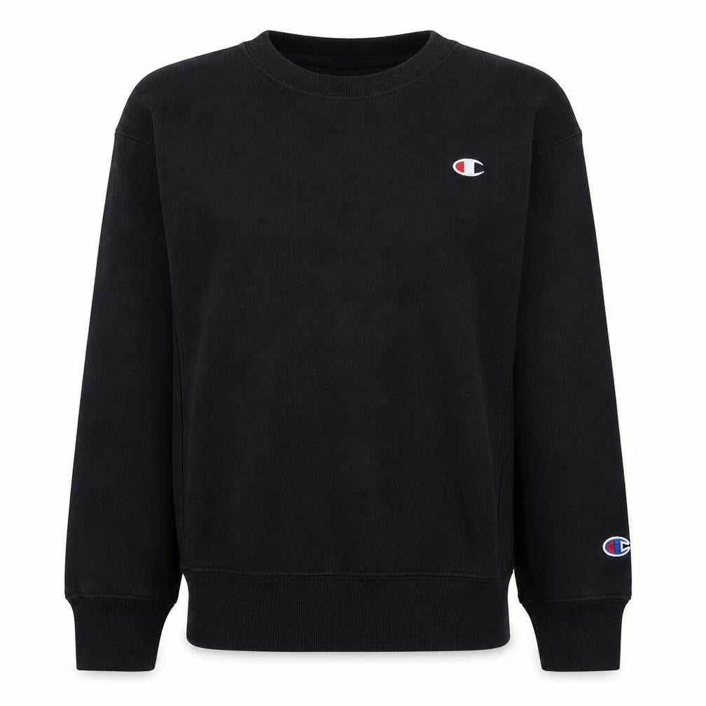 Champion Women Black Small Reverse Weave Logo Crew Neck Sweatshirt