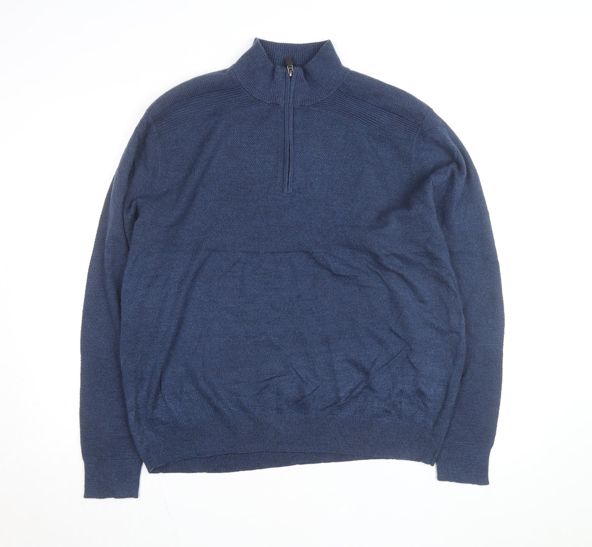 Back view of Dockers Men's Blue XL Half Zip High Neck Knitted Jumper