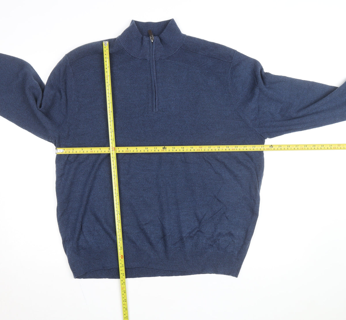 Close-up detail of Dockers Men's Blue XL Half Zip High Neck Knitted Jumper