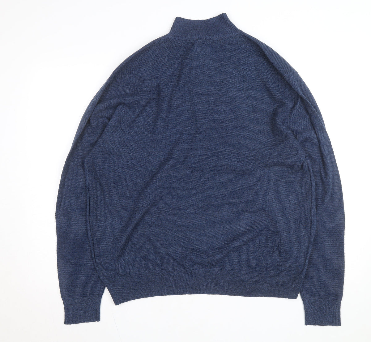 Brand and care label for Dockers Men's Blue XL Half Zip High Neck Knitted Jumper