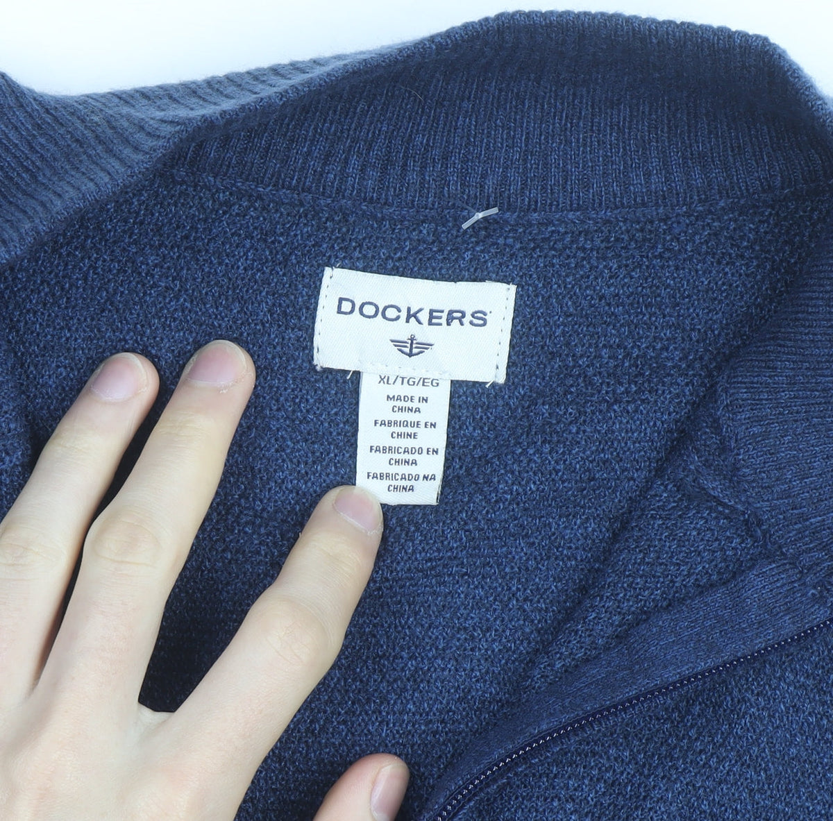 Additional view of Dockers Men's Blue XL Half Zip High Neck Knitted Jumper