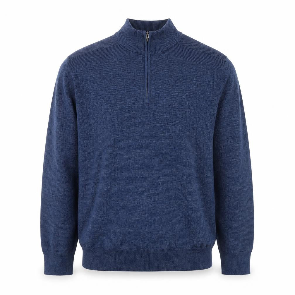 Front view of Dockers Men's Blue XL Half Zip High Neck Knitted Jumper