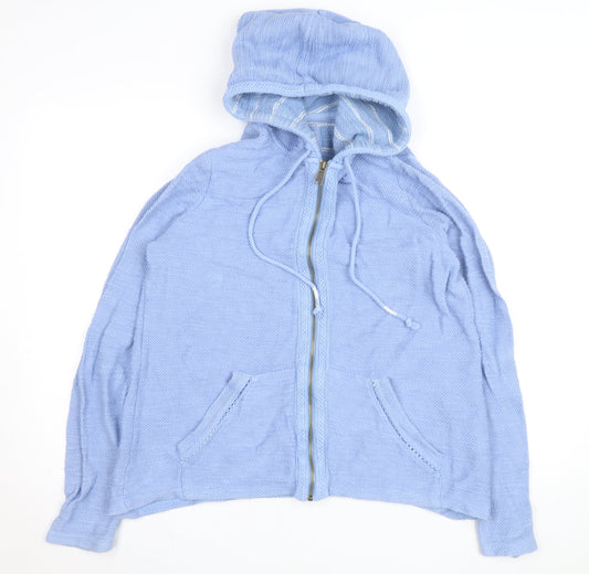 Fat Face Women's Blue Cotton Hooded Full Zip Jumper Size S