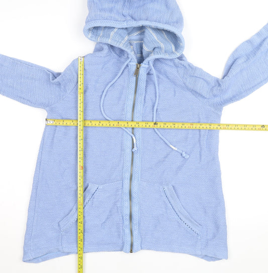 Fat Face Women's Blue Cotton Hooded Full Zip Jumper Size S