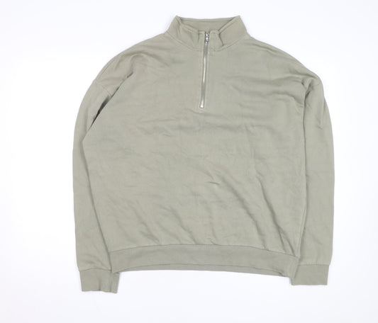 New Look Womens Green L 1/4 Zip Fleece Basic Activewear Jacket