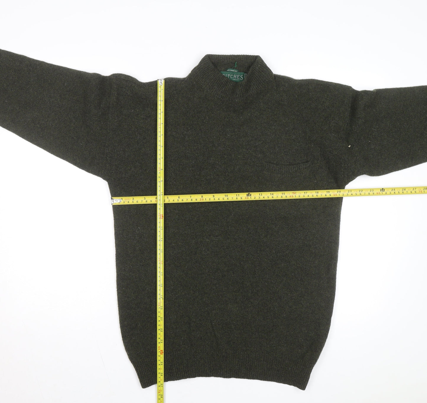 Britches Men’s Green Wool Mock Neck Pullover Jumper Size L