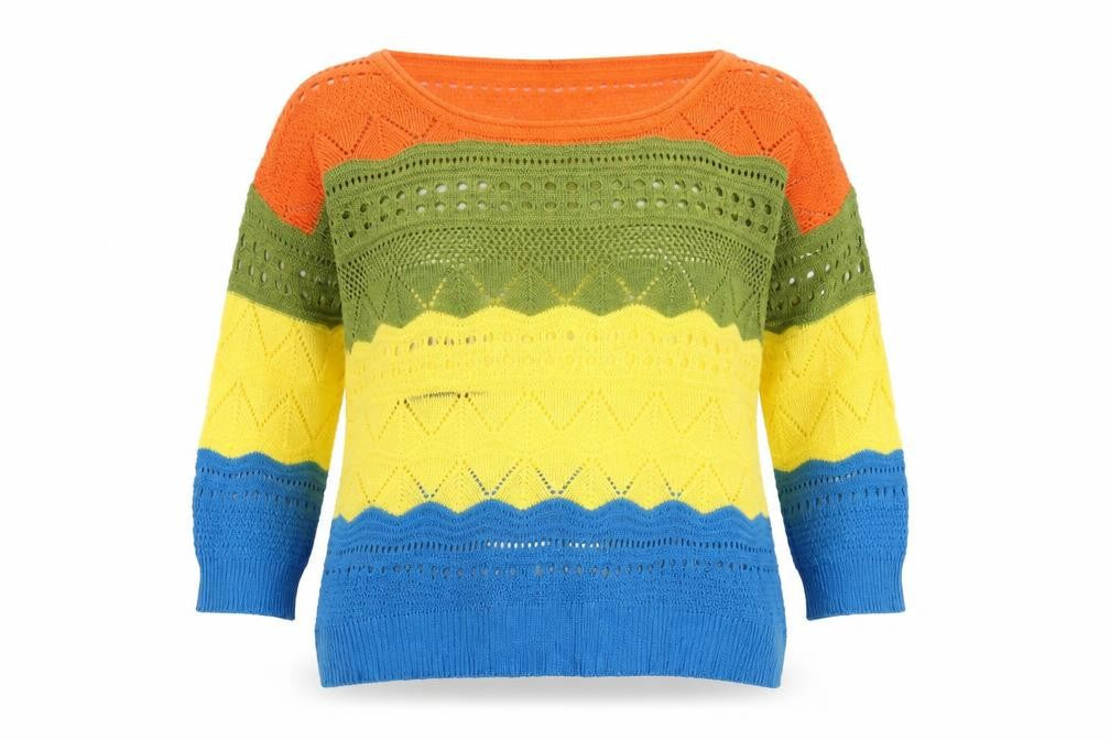 Papillon Women’s Multicoloured Open Knit Pullover Jumper Size S
