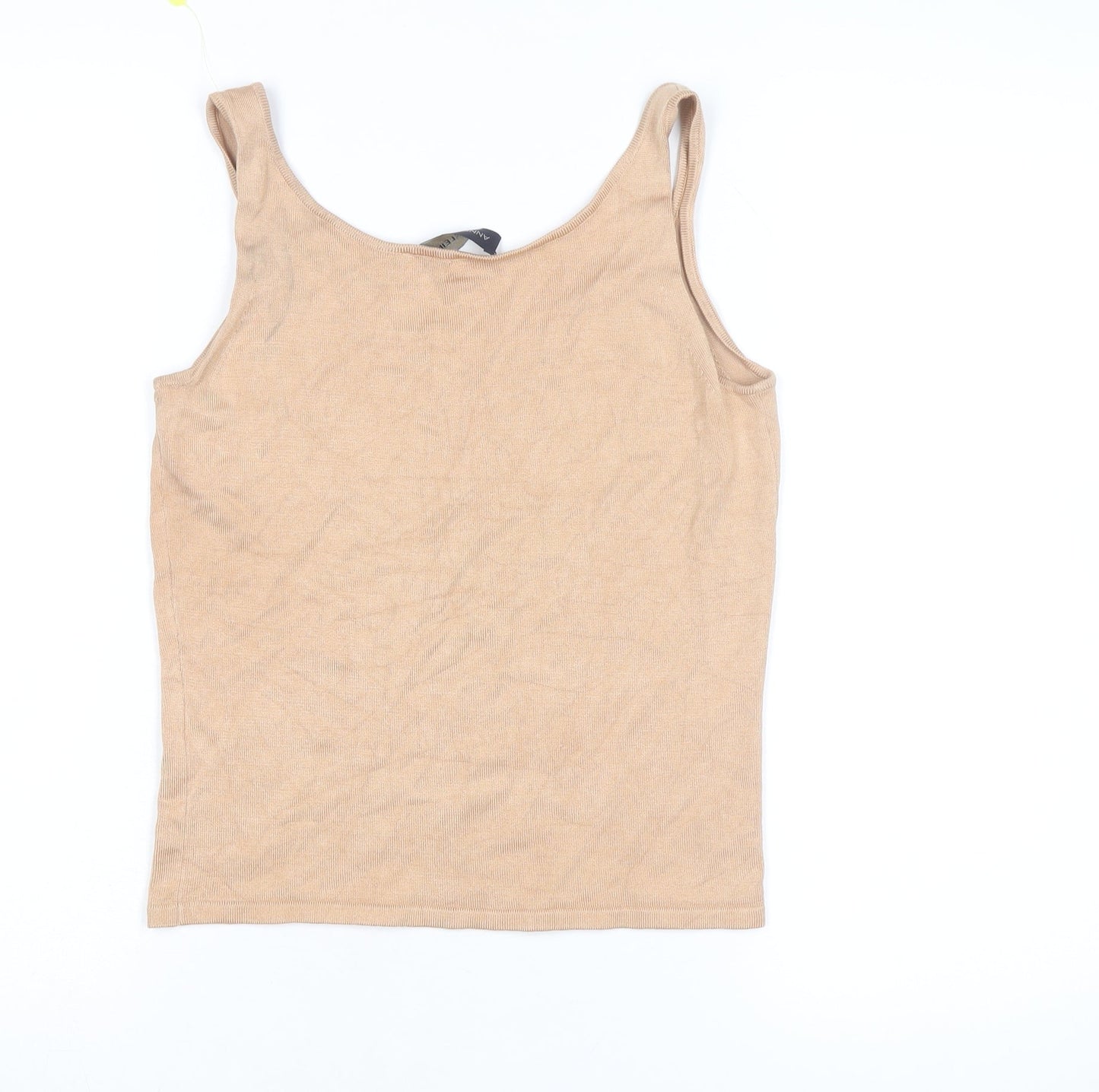 Anne Klein Womens Beige Cotton Blend Tank Top M Knit Sleeveless