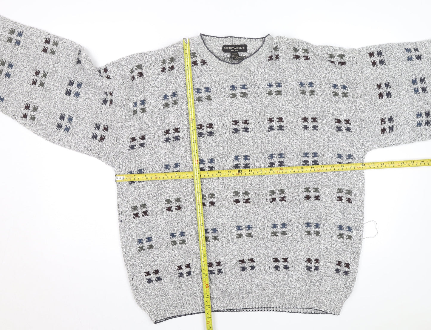 Liberty Sweaters Men's Grey XL Cotton Knit Pullover Jumper