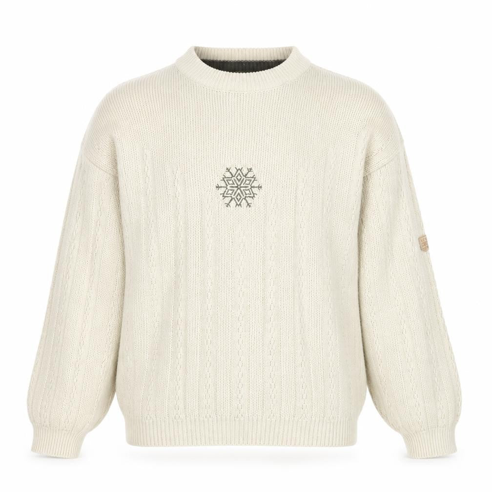 Point Zero Men Beige Crew Neck Cable-Knit Jumper M