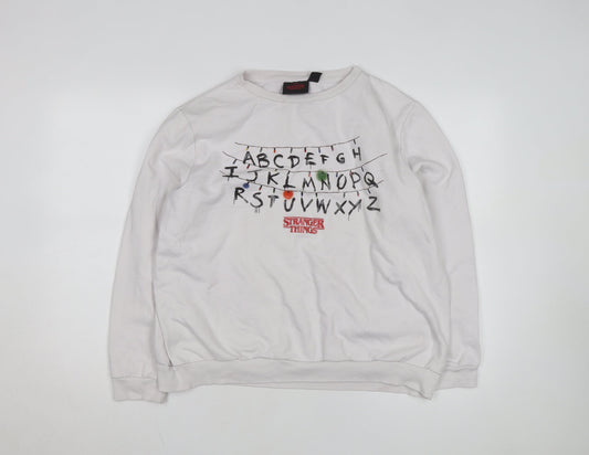 Stranger Things Women White Graphic Pullover Sweatshirt XL